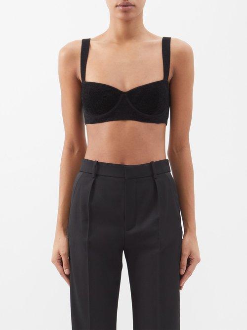 Galvan - Nyx Velvet Ribbed-knit Bralette - Womens - Black