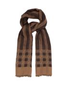 Matchesfashion.com Fendi - Striped Knitted Wool-blend Scarf - Womens - Brown
