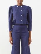 Batsheva - Kat Faux-pearl Embellished Moir Jacket - Womens - Navy