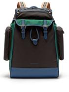 Matchesfashion.com Burberry - Colour Block Leather Trim Shell Backpack - Mens - Black