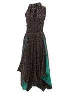 Loewe - Cut-out Handkerchief-hem Sequinned-jersey Dress - Womens - Black