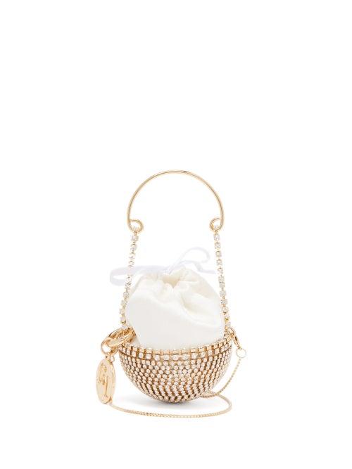 Matchesfashion.com Rosantica - Baby Ghizlan Mini Crystal-embellished Satin Bag - Womens - White Multi