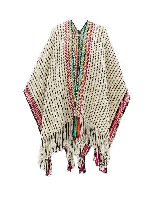 Matchesfashion.com Wehve - Ava Striped Wool Blend Cape - Womens - White