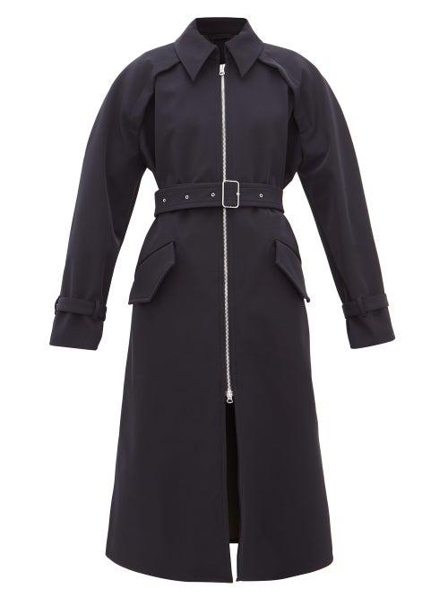 Matchesfashion.com Acne Studios - Octava Zip-up Gabardine Trench Coat - Womens - Navy