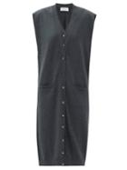 Matchesfashion.com Lemaire - V-neck Knitted Wool Midi Dress - Womens - Dark Grey