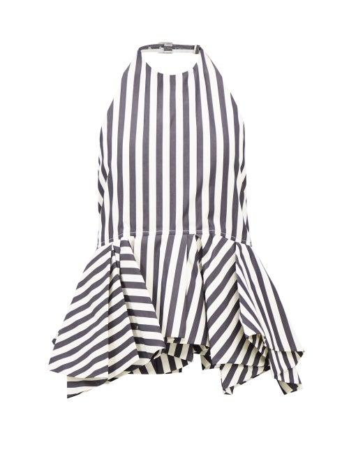 Jil Sander - Striped Halterneck Cotton Top - Womens - Black Stripe