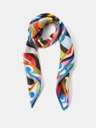 Pucci - Moire Onde-print Silk-twill Scarf - Womens - Blue Multi