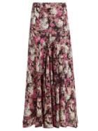 Matchesfashion.com Raey - Bias Godet Ditsy Floral Print Silk Slip Midi Skirt - Womens - Pink Print