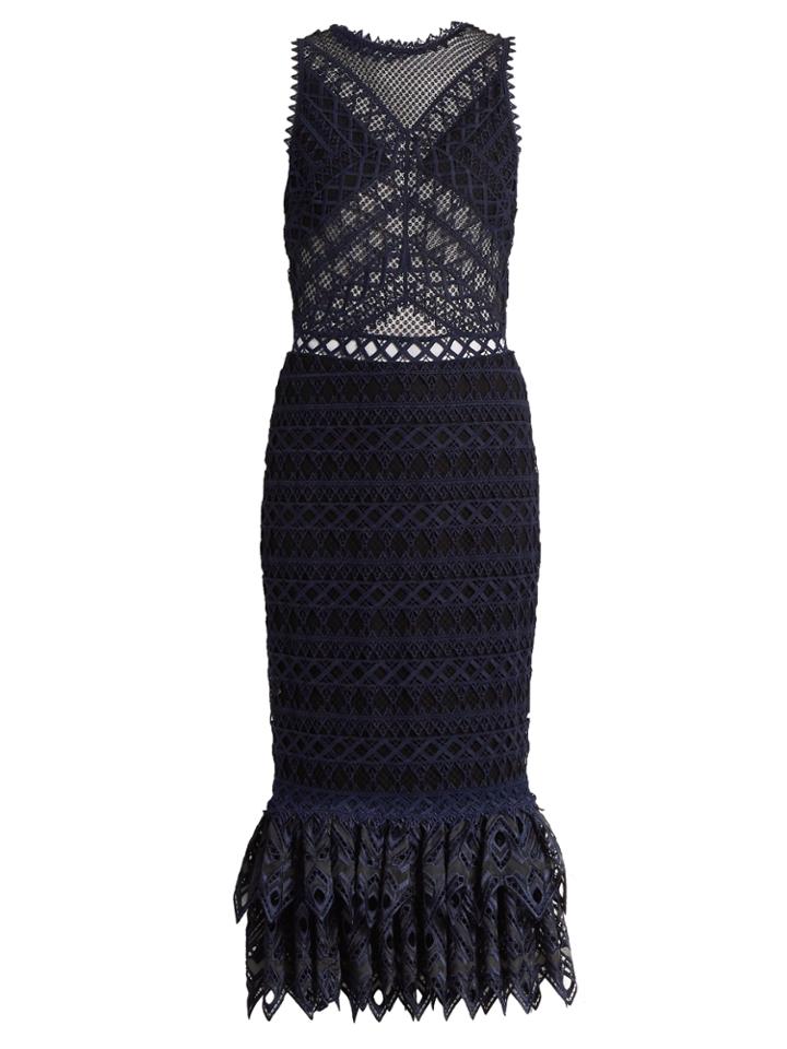 Jonathan Simkhai Lattice Guipure-lace Ruffled-hem Dress