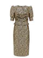 Matchesfashion.com Alessandra Rich - Crystal-embellished Leopard-brocade Dress - Womens - Gold