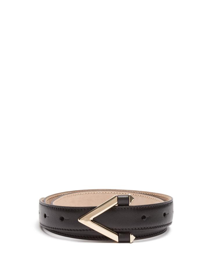 Valentino Monogram Skinny Leather Belt