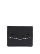 Fendi Metal-stitch Grained-leather Cardholder