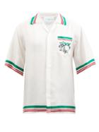 Casablanca - Logo-print Short-sleeved Silk Shirt - Mens - White