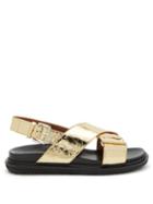 Matchesfashion.com Marni - Fussbett Crackled-effect Leather Sandals - Womens - Gold