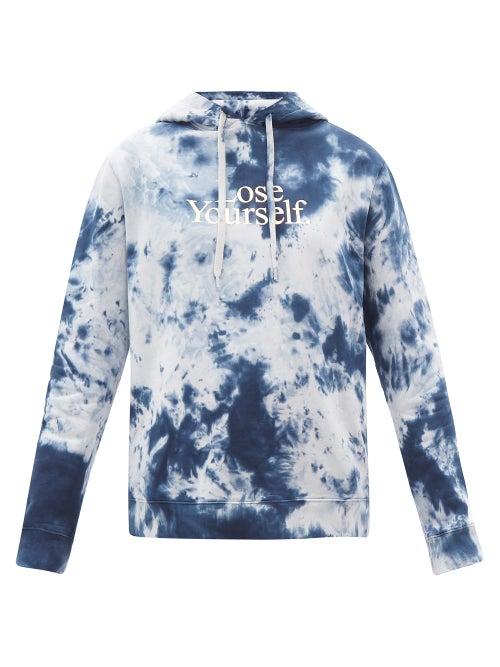 Ladies Rtw Paco Rabanne - Batik-print Cotton-jersey Hooded Sweatshirt - Womens - Blue Multi