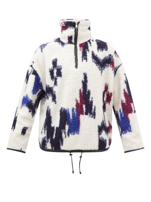 Isabel Marant - Marlon Abstract-print Fleece Jacket - Mens - White Multi