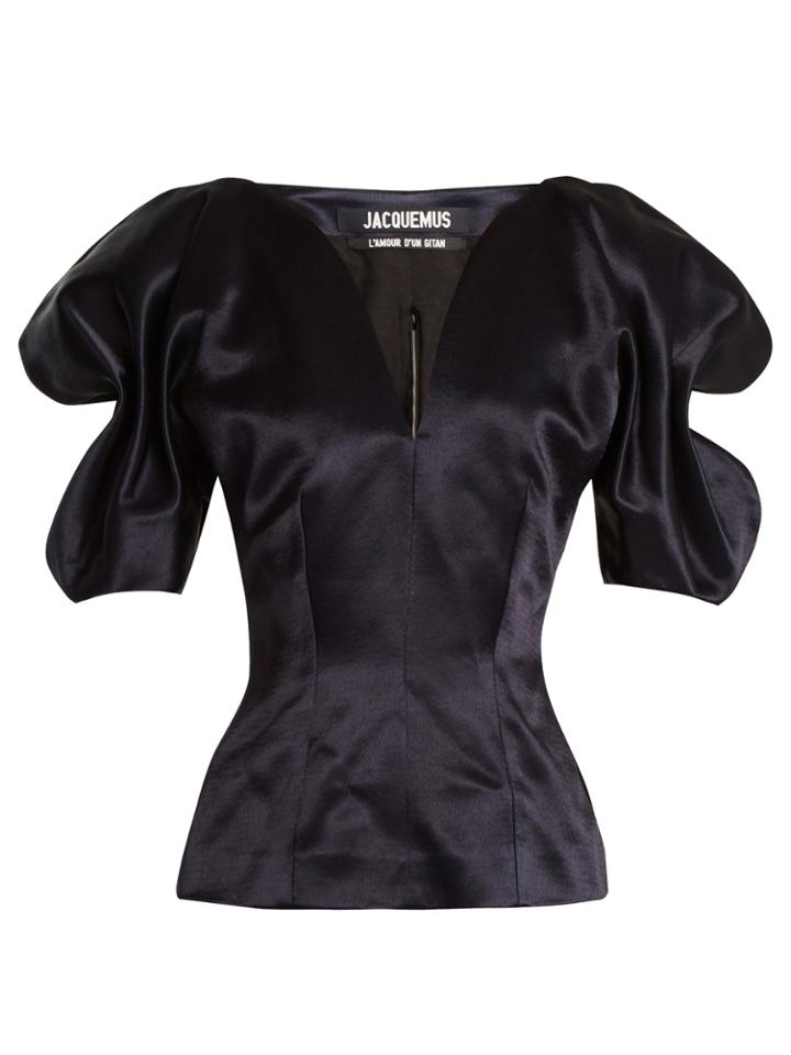 Jacquemus Le Haut Bleu Nuit Satin Top