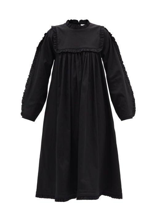 Kika Vargas - Hertha Ruffled Cotton-blend Midi Dress - Womens - Black