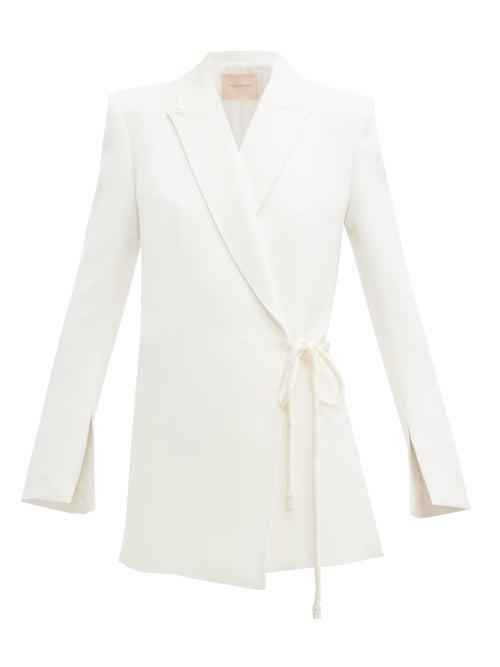 Matchesfashion.com Roksanda - Livia Tie Waist Cady Blazer - Womens - Ivory