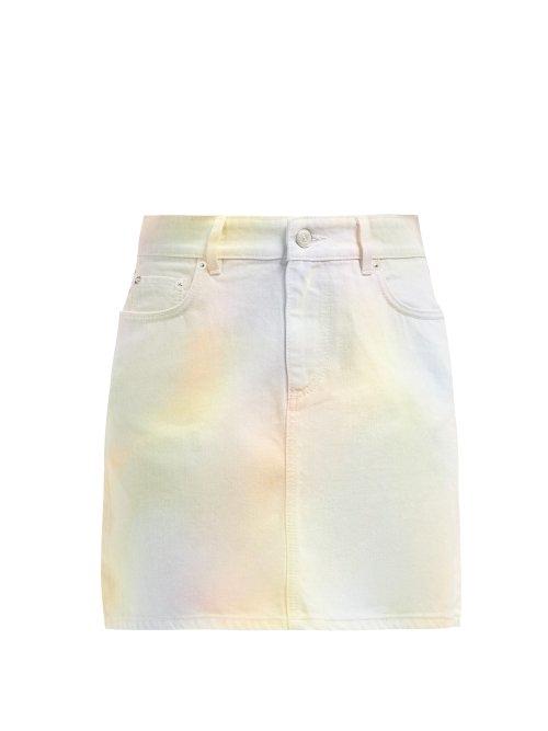 Matchesfashion.com Ganni - Shiloh Pastel Tie Dye Cotton Denim Skirt - Womens - Multi