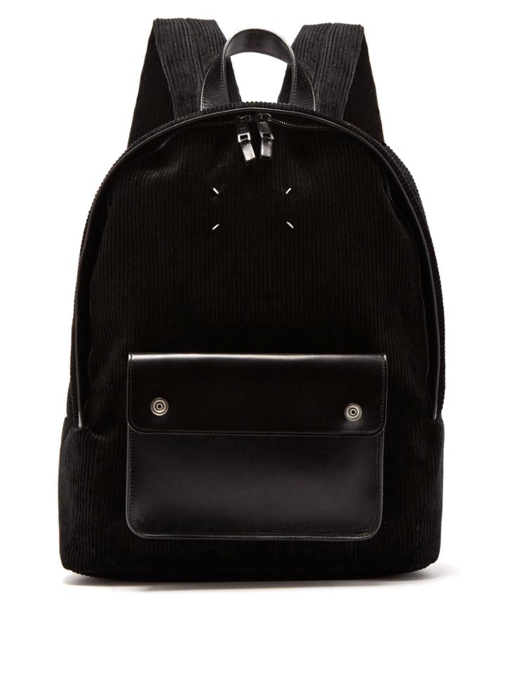 Maison Margiela Corduroy And Leather Backpack