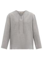 Matchesfashion.com Hecho - Oversized Laced Notch Neck Wool Shirt - Mens - Grey