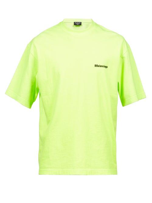 Balenciaga - Bb Corp-embroidered Jersey T-shirt - Mens - Light Green