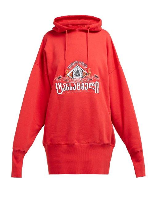 Matchesfashion.com Vetements - Secret Society Cotton Hooded Sweatshirt - Womens - Red