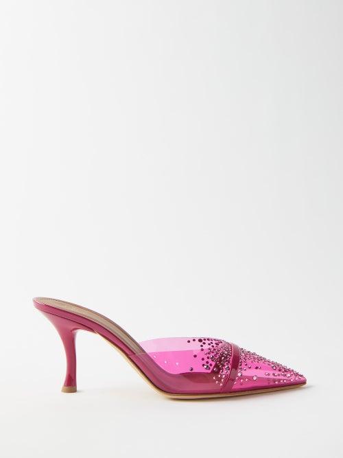 Malone Souliers - Joella Point-toe Pvc And Patent-leather Mules - Womens - Mauve