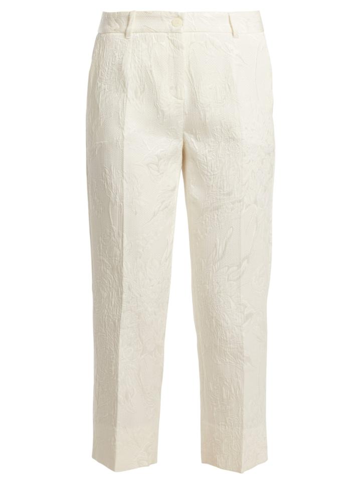 Dolce & Gabbana High-rise Floral-jacquard Trousers