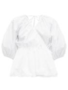 Matchesfashion.com Cecilie Bahnsen - Aina Wrap Front Cotton Poplin Blouse - Womens - White