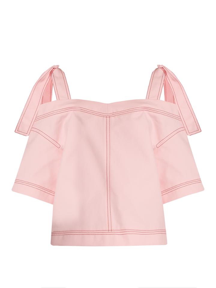 Msgm Cold-shoulder Cotton Top