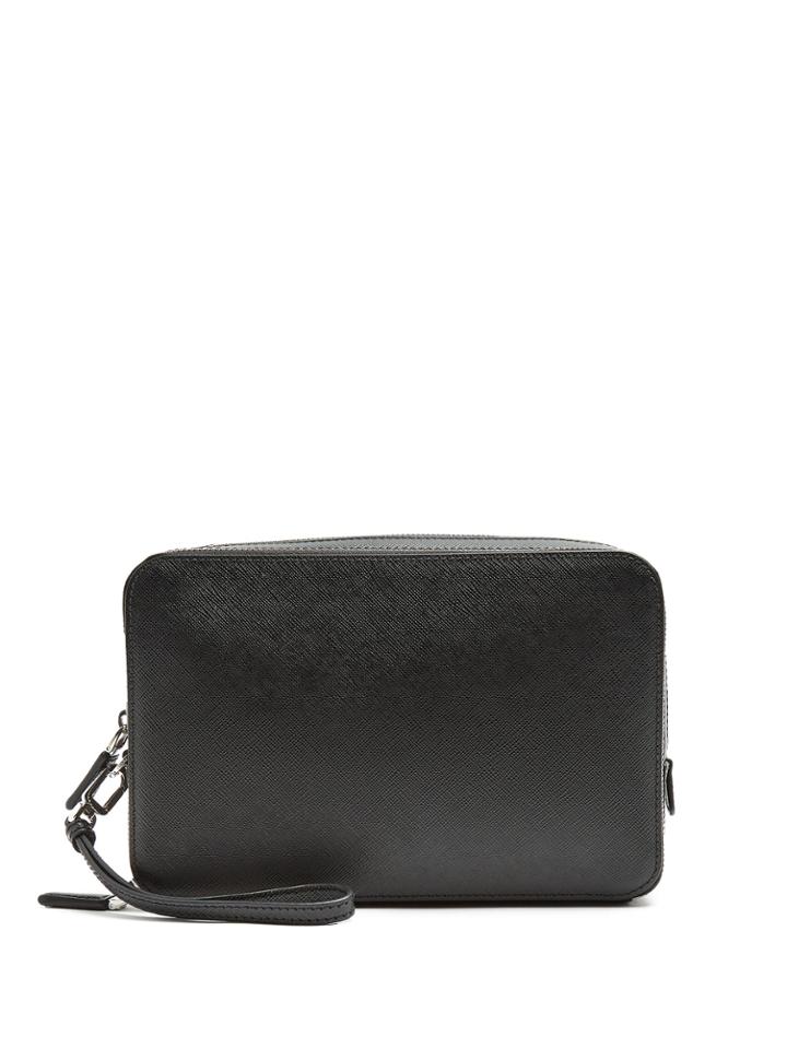 Prada Double-zip Saffiano-leather Pouch