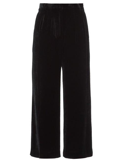 Ladies Rtw Etro - Nashville Velvet Wide-leg Trousers - Womens - Black