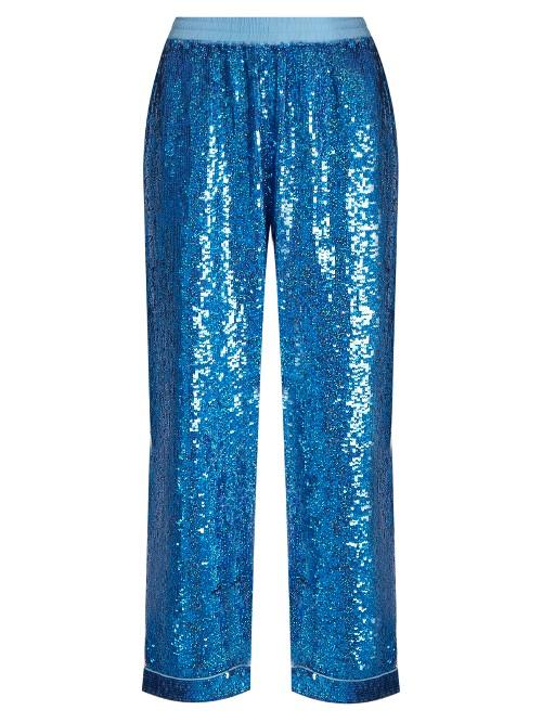 Ashish Sequin-embellished Wide-leg Cotton Trousers