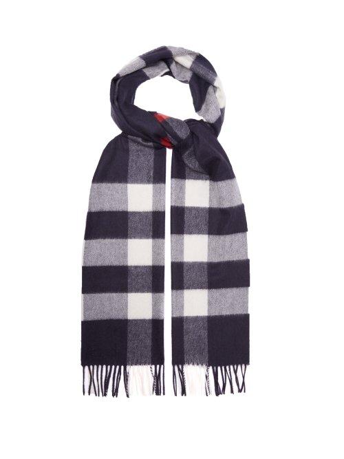 Matchesfashion.com Burberry - Large Classic Check Cashmere Scarf - Mens - Navy