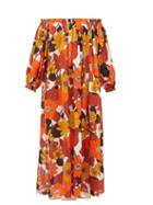 Matchesfashion.com Dodo Bar Or - Julie Off-the-shoulder Floral-print Cotton Dress - Womens - Brown Print