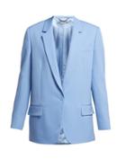 Matchesfashion.com Stella Mccartney - Single Breasted Long Line Wool Blazer - Womens - Light Blue