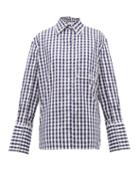 Matchesfashion.com Jw Anderson - Scarf Collar Gingham Cotton Shirt - Womens - Blue White