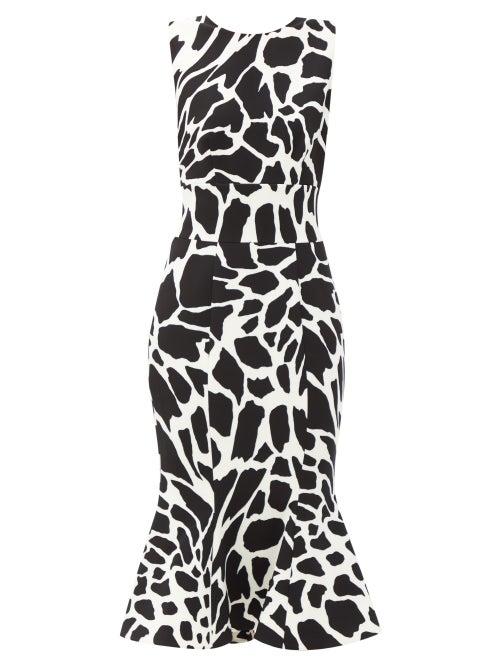 Matchesfashion.com Alexandre Vauthier - Flared Giraffe-print Crepe Dress - Womens - White Multi
