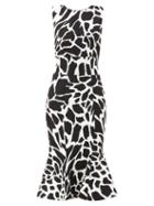 Matchesfashion.com Alexandre Vauthier - Flared Giraffe-print Crepe Dress - Womens - White Multi