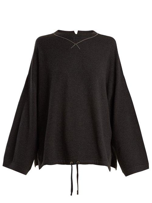 Matchesfashion.com Brunello Cucinelli - Bead Embellished Cashmere Sweater - Womens - Black