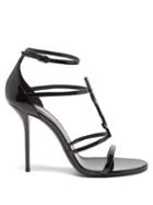 Saint Laurent - Cassandra Ysl-logo Leather Sandals - Womens - Black