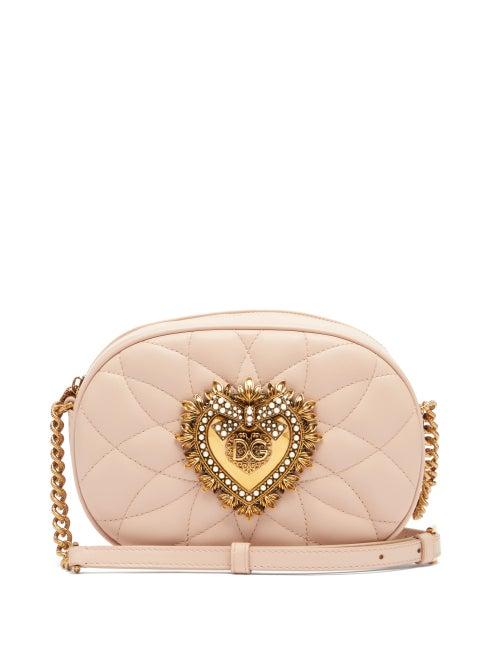 Matchesfashion.com Dolce & Gabbana - Devotion Matelass Leather Cross Body Bag - Womens - Light Pink
