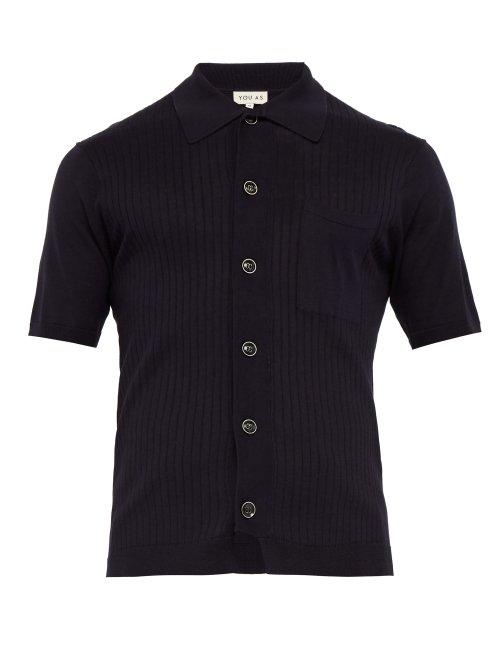 Matchesfashion.com You As - Harvey Ribbed Cotton Blend Shirt - Mens - Navy