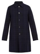 Matchesfashion.com Harris Wharf London - Single Breasted Checked Wool Blend Overcoat - Mens - Navy Multi