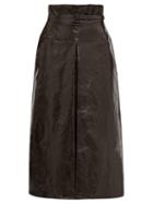 Matchesfashion.com Lemaire - Belted Coated Linen Midi Skirt - Womens - Dark Brown