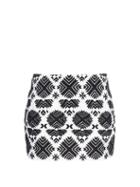 Matchesfashion.com Figue - Rikka Embroidered Cotton Skirt - Womens - Ivory Black