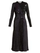 Matchesfashion.com Galvan - Pinwheel Sequined Silk Dress - Womens - Navy Multi