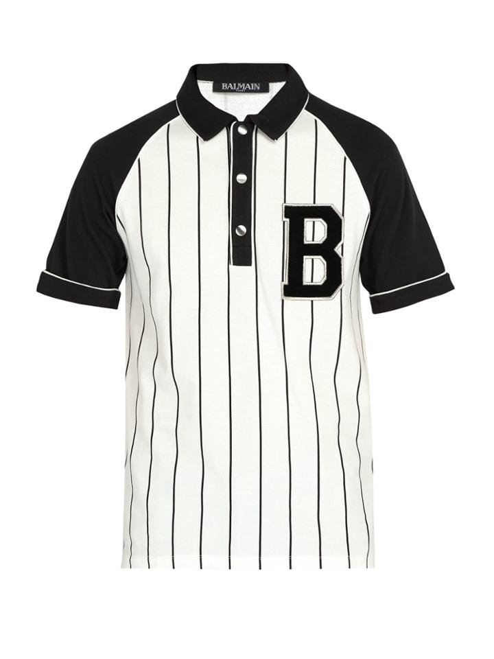 Balmain Striped Cotton-piqu Polo Shirt